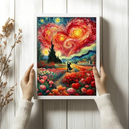 Van Gogh Style Diamond Art Kits for Adults,Heart Sky Diamond Painting | Diamond Art Kit for Beginners, 5D DIY Full Drill Diamond Painting Gem Art, Home Wall Art Gifts(12x16 inch) - color: DP03932