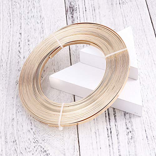 Fashewelry 32.8Ft 5mm Aluminum Flat Wire Solid Bendable Metal Craft Wire Strip for Bezel Sculpting Armature Jewelry Making Gem Metal Wrap, NavajoWhite - color: Flat-5mm-Navajo White
