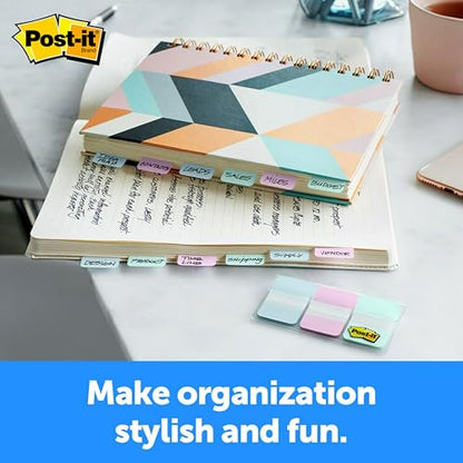 Post-it® Pastel Color Tabs, Gradient Blue, Pink, Clear, 36 Tabs/Pack - style: Flags