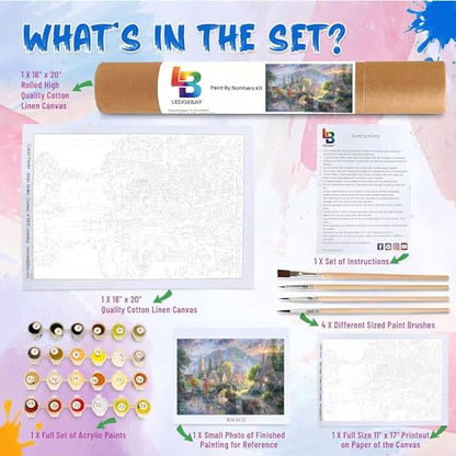 Ledgebay Paint by Numbers Kit for Adults, 16x20 Unframed Canvas - color: Mountain Village, size: 16" x 20" Unframed