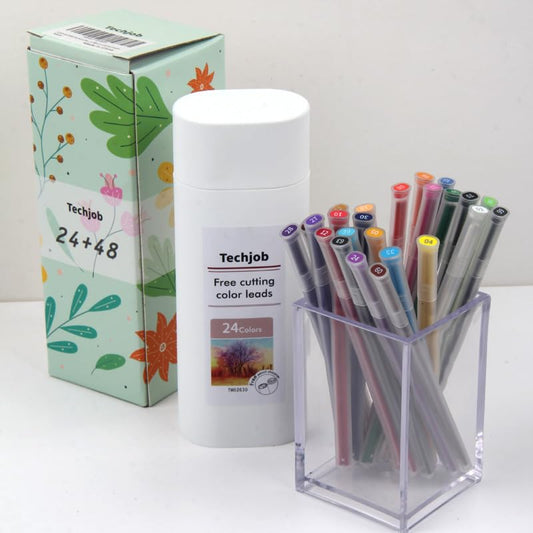 Mechanical Colored Pencils 2.6mm 24 Colors with Coded Refills (48PCS) - style: 24 color+48 lead