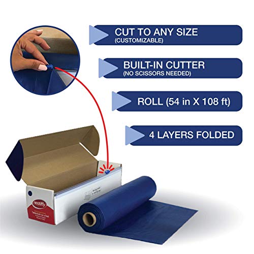 Neatiffy Disposable Plastic Tablecloth Roll | Indoor/Outdoor Table Cloth | Table Cover Roll for Rectangle, Square, Round Tables | Picnic, Party, Banquet, Birthdays, Weddings -54 in x 108 ft-Royal Blue - color: Royal Blue