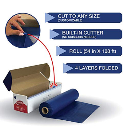 Neatiffy Disposable Plastic Tablecloth Roll | Indoor/Outdoor Table Cloth | Table Cover Roll for Rectangle, Square, Round Tables | Picnic, Party, Banquet, Birthdays, Weddings -54 in x 108 ft-Royal Blue - color: Royal Blue