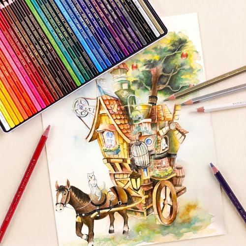 rubens Watercolor Pencils Set 36 Color, Artist Watercolor Pencils for Adult | Professional Soft Core Water Color Pencils, Blendable for Wet & Dry Paint, Metal Box, Vibrant Colors for Coloring, Drawing - size: 1 Count (Pack of 36)