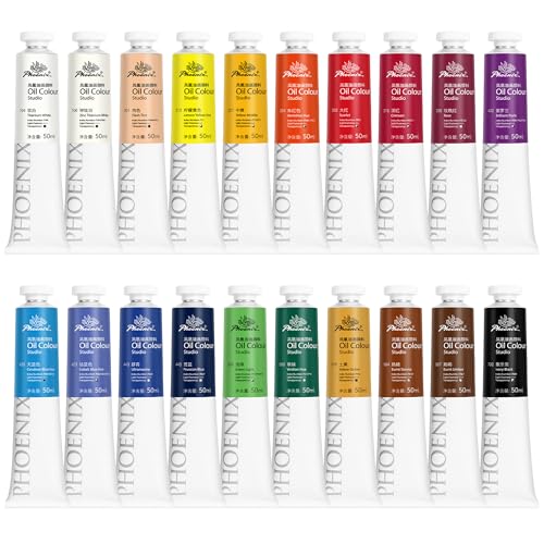 PHOENIX Studio Oil Paint Set - 20 Colors x 50ml / 1.69 Fl oz. - Professional Oil Based Art Paints for Painting, Gift for Oil Painter - color: 20 colors
