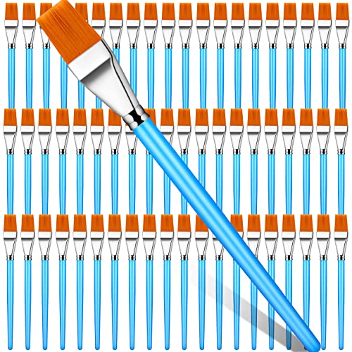 Crtiin 60 Bulk 3/4 Inch Flat Paint Brushes for Acrylic Painting Large(Bule) - color: Blue, size: 3/4 Inch