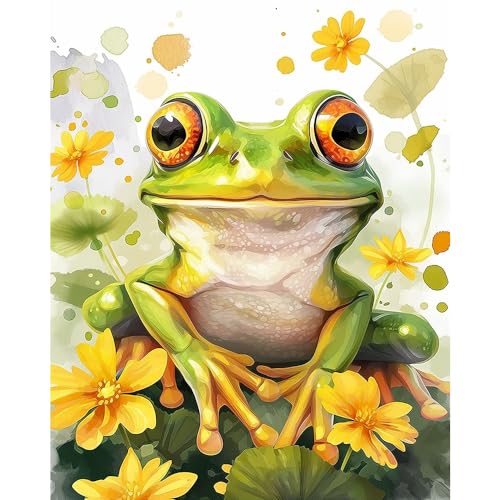 Natuyalo Paint by Numbers for Adults Beginner, Frog Acrylic Easy Paint by Numbers Kits Animal Craft Kits for Adults Suitable for Home Wall Decoration Flameless 16x20 Inch - color: ART-03