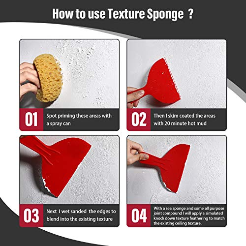 Patelai 2 Pcs Knockdown Texture Sponge Wall,13 X 15 X 6 Cm | For Drywall Ceiling Repair, Painting Application, Knockdown Sponges Ideal for DIY Texture Projects, Home Renovation Work - size: 13 x 15 x 6 cm