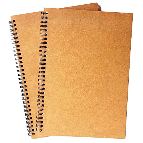 Twinkle Spiral Notebook, 2 Pack Spiral Journal, Sketchpad of Thick Pure White Paper, 10" X7” (Khaki, Blank) - color: Khaki