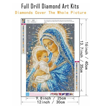 CHWGLFGG 5D Virgin Mary Diamond Art Kits for Adults Beginners 12x16in - color: KM03-1
