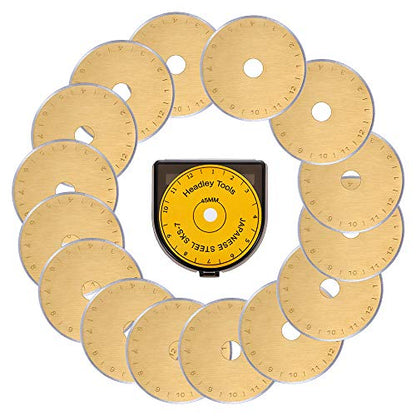 Titanium Coated 45mm Rotary Cutter Blades 15 Pack Fits Olfa, Fiskars, Replacement Rotary Blade for Arts Crafts Quilting Scrapbooking Sewing, Sharp and Durable - size: 45mm 15pcs (Titanium Plating)
