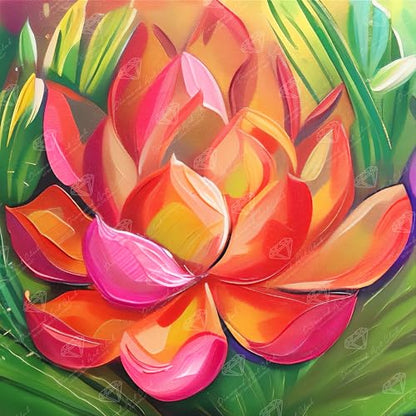 DIAMOND ART CLUB Fire Opal Succulent Diamond Art Kits for Adults | Premium Diamond Painting Kit, Fun DIY Crafts for Adults, Round Diamond Art Canvas, 9" x 9" (22.8 x 22.8 cm) - color: Fire Opal Succulent