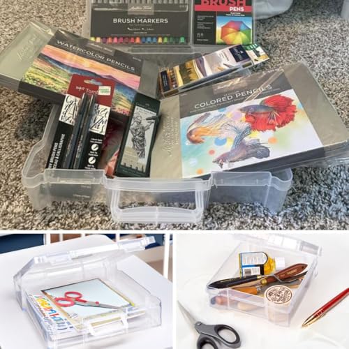 ArtBin 4-Piece Scrapbook Storage Set, Two 12x12 and Two 6x6 Boxes | Set of 4: Two 12x12 Boxes and Two 6x6 Boxes, Carry Handles, Stackable, Durable Craft Storage - size: 12" x 12" & 6" x 6" - 4-Piece Set (2 of Each)