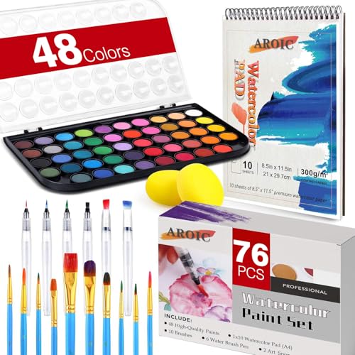 48 Colors Watercolor Paint Set for Adults and Beginners - color: 48 watercolor paint set