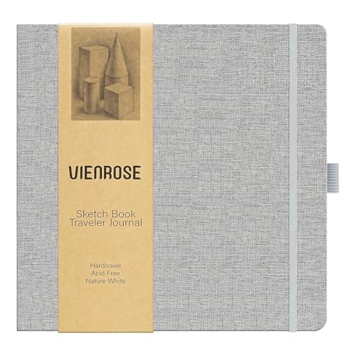 Vienrose 8.3"x8.3" Sketch Books, Linen Cover Sketching Book with Acid-Free Paper, 111lb/180gsm Drawing Pad for Kids, Beginners & Professionals, Art Supplies for Adults & Students(Grey, 60 Sheets) - color: Grey, size: 8.3"x8.3", 60 sheets