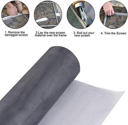 Fiberglass Window Screen Roll 96" x 100' Continuous Roll UV Protection Install and Repair Door and Window Screen(96" x 100', Black) - color: Black, size: 96" x 100'