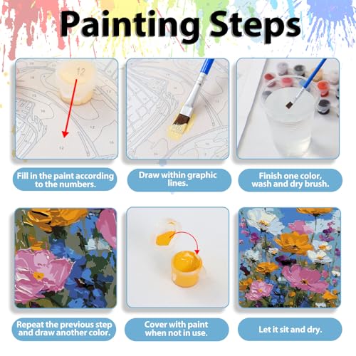 Paint by Numbers Kit for Adults, Adult Paint by Number Kits 16x20 Inch - color: Wildflowers