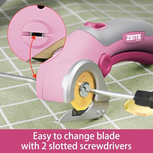 ZEITE Cordless Cardboard Box Cutter with Titanium Coated HSS Blades (Pink) - color: Pink