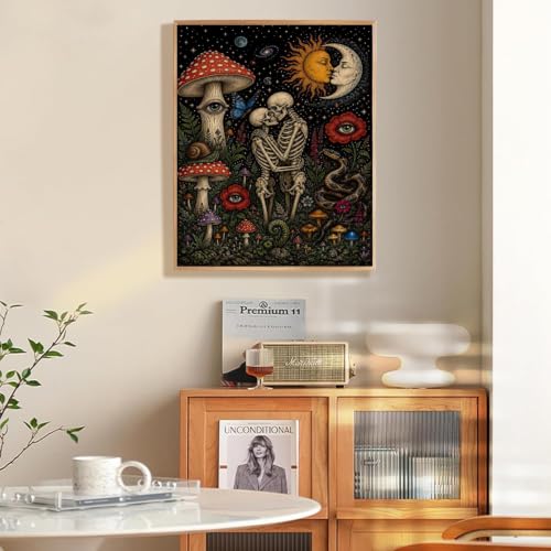 KICHANG Skull Diamond Art Kits for Adult Diamond Painting Kit for Beginner | Skeleton 5D DIY Diamond Dots Full Drill Crafts for Gem Art Dot Art for Adults Home Wall Decor for Teens Boys Girls 12x16 inch - color: DP04443