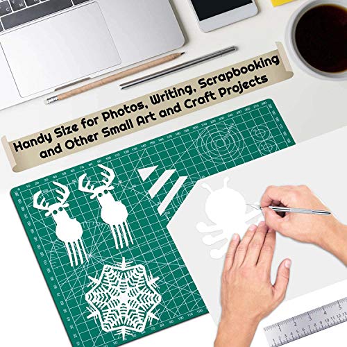 anezus Self Healing Sewing Mat, Rotary Cutting Mat Double Sided 5-Ply Craft Cutting Board for Sewing Crafts Hobby Fabric Precision Scrapbooking Project 9inch x 12inch(A4) - color: Green, size: 12" x 9"