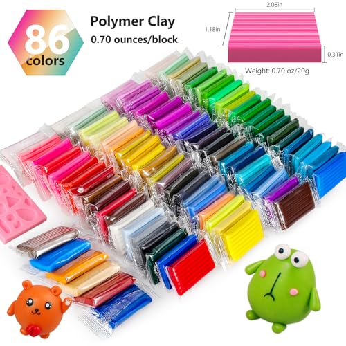 CiaraQ 86-Color Polymer Clay Oven Bake Modeling Kit - color: 86 Colors, size: 20g / pcs