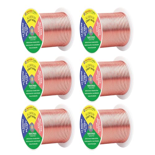 Mandala Crafts 14 Gauge Rose Gold Tone Combo Anodized Aluminum Craft Wire - color: Rose Gold Tone Combo, size: 14 Gauge 55X6 Feet