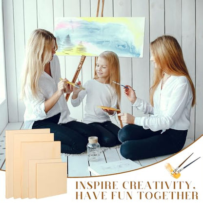 20 Pcs Wood Canvas Boards 11.8x7.9Inch/ 9x7.5Inch/ 7 x 7.5 inch/ 6x6Inch/ 4.7x4.7Inch Unfinished Wood Canvas Panels Kit Wooden Panel Boards Wooden Paint Pouring Panels for Painting Pouring Art Crafts