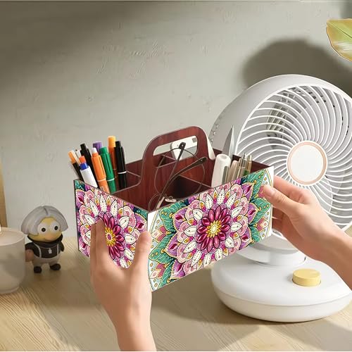 LSQFS Mandala Wooden Diamond Painting Storage Box with Handle for Adults - color: Mantra
