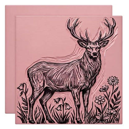 FunooFuno 11.75'' x 11.75'' 2 Pack Pink Rubber Linoleum Carving Blocks for Printmaking, 0.24'' Thick Linocut Soft Rubber Carving Block for Stamp Making Supplies Craft Materials DIY Artists Beginner - size: 11.75 x 11.75 inch