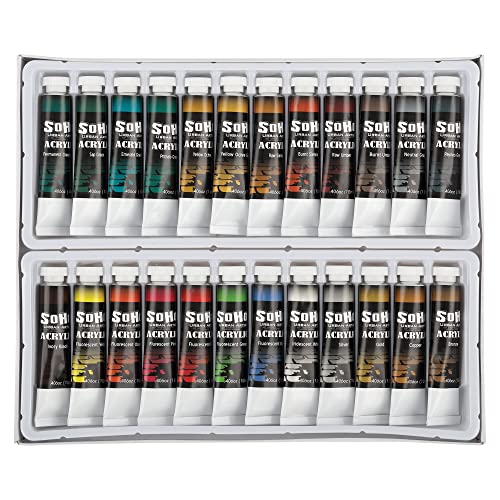 Soho Urban Artist Acrylic Paint - Thick, Rich, Water-Resistant, Heavy Body Paint, Assorted, Set of 48-12mL - size: Set of 48 - 12mL