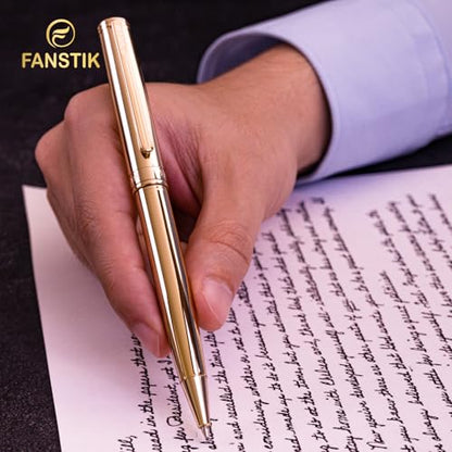 FANSTIK Gold Luxury ballpoint Pen, fancy gift set for women, Real 24K Gold Plating, Professional executive pen gift set for men (Lux BallPoint Gld) - color: A BallPoint Gold