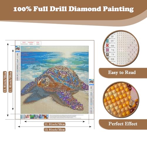 Sea Turtle Beach Diamond Art Kits for Adults, 5D Diamond Painting Kits - color: CM042