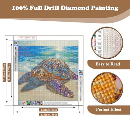 Sea Turtle Beach Diamond Art Kits for Adults, 5D Diamond Painting Kits - color: CM042