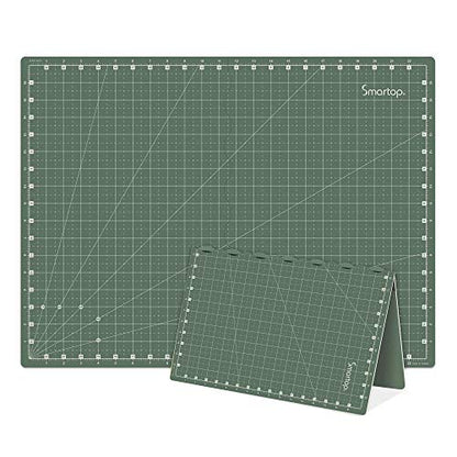 SMARTOP 24"x18" Self Healing 3 Layer Folding Cutting Mat, Non-Slip Non-Reflective, Great for Crafts, Quilting, Sewing, Scrapbooking Molandi Green (Molandi Green)