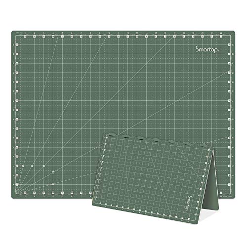 SMARTOP 24"x18" Self Healing 3 Layer Folding Cutting Mat, Non-Slip Non-Reflective, Great for Crafts, Quilting, Sewing, Scrapbooking Molandi Green (Molandi Green)