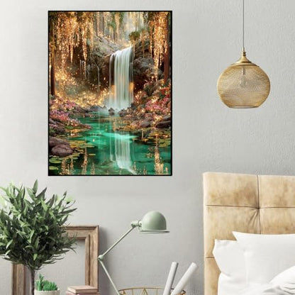 HHMATITS Waterfall Landscape Diamond Art Kits for Adults - color: Waterfall