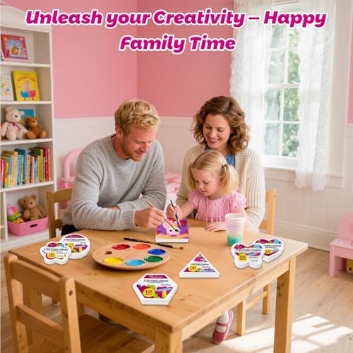24-Pack 10cm (4") Mini Canvas for Kids, 100% Cotton Acid-Free Stretched Canvases with Easel for Painting, 5/8 Inch Profile 8 Ounce Shaped Canvas for Acrylics,Oils Paints, Perfect for Painting Party