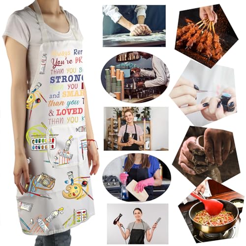 MBMSO Painting Artist Apron with Pockets Artist Painter Gifts Art Lover Gift for Art Teacher Student Painter Apron Waterproof - color: Braver Art Apron