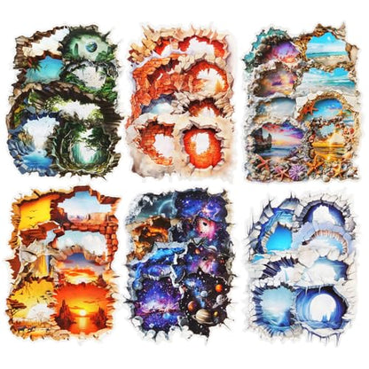 60Pcs Broken Wall Illusion Scrapbook Stickers, PET Fantasy Ephemera for Journaling, Craft Supplies and Junk Journal - color: Broken Wall