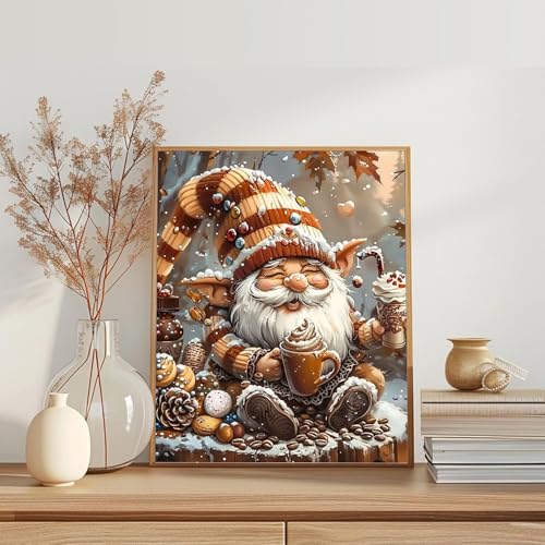 Santa gnome Paint by Numbers Winter Snow Forest DIY Painting by Number on Canvas Christmas gnome Painting by Numbers for Adults and Beginner Holiday Thanksgiving Day Decor 16x20 Inch（with Frame） - color: Artwork 07, size: 16''x20''(DIY frame)