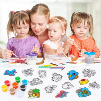 WILLBOND 24 Pieces Sun Catchers Craft Assorted Sun Catcher Kits for Window - style: Animals Theme