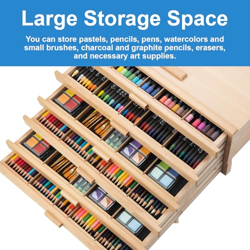 Falling in Art Wooden Pastel Storage Box With 6 Removable Drawers - size: 6-Drawer