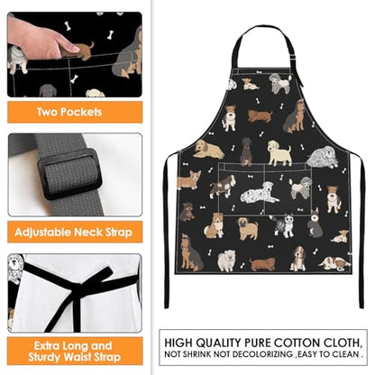 Britimes Apron with Pockets, 32x28 inch, for Women Men, Dog - color: Dog