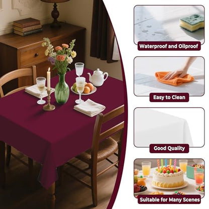 54IN X 320FT Plastic Table Cover Roll with Cutter Box, Cut to Size Plastic Table Cloths for Parties, Birthday, (Burgundy, 54"x3840"(Rectangular)) - color: Burgundy, size: 3840" x 54" (Rectangular)