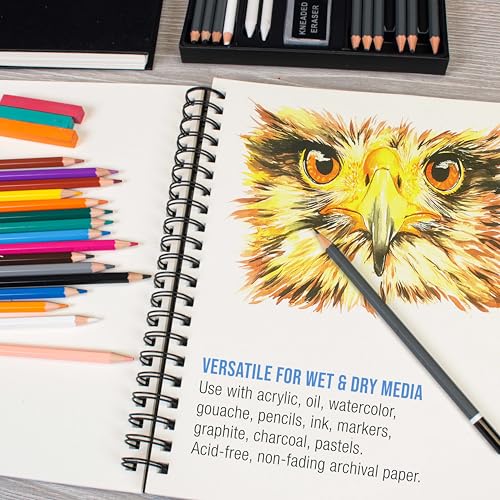 U.S. Art Supply 11"x14" Mixed Media Sketchbook, 2 Pack (60 Sheets) - size: 11-x-14-inch