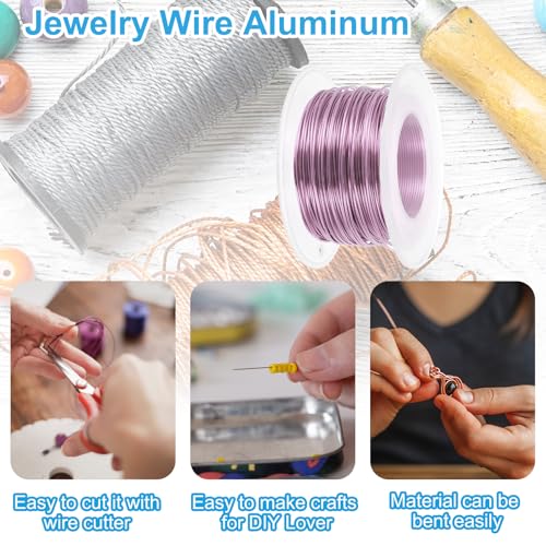 PATIKIL 20 Gauge 0.8mm Aluminum Craft Wire, 98.4 Ft Metal Wire Armature Bendable Wire for Jewelry Making Metal Wrap DIY, Light Pink - color: Light Pink, size: 0.8 mm x 30 m