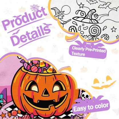 Niteform Pre Drawn Canvas to Paint, Pre Printed Canvas Boards, Pre Stretched Outline Painting Kits for Beginners, Adults, Party Favors & Spring Craft Activities (8 * 10-Halloween) - style: 8*10-Halloween