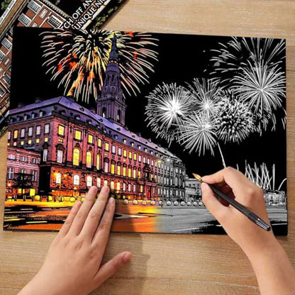 Iskueal Scratch Art for Adults(8 Sheets A4),Family Creative DIY Painting Papers for Travel Lovers,Craft Lovers|Creative Scratch Art Adult (Philadelphia/Italy) - color: (Philadelphia/Italy)