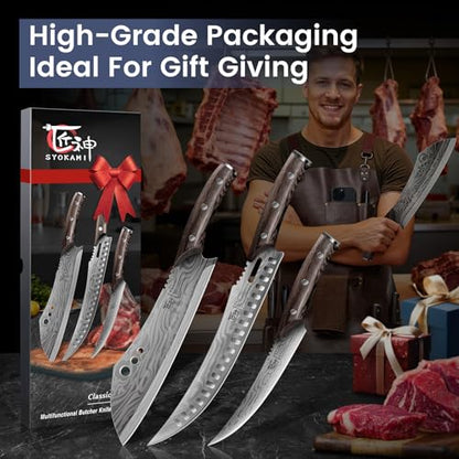 SYOKAMI Butcher Knife Set, Cleaver, Breaking & Boning Knife for Meat & BBQ - size: 3 PCS Set