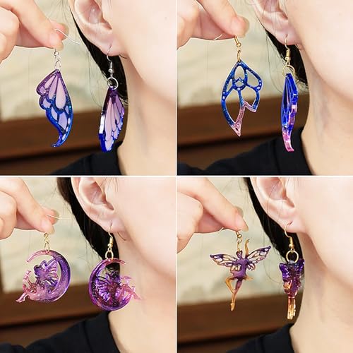 104Pcs Geometric Resin Earring Molds Kit, Wing Angel Shaped Earrings Silicone Mold for Epoxy Resin Dangle Drop Jewelry Molds Making Kit with 100 Earring Hook for Earrings Necklace Pendants (Wing) - color: Wing